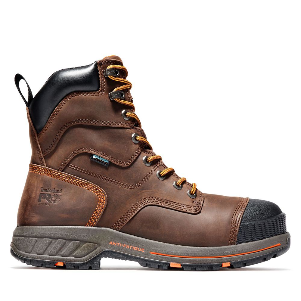 Timberland Μποτακια Εργασίας Ανδρικα Καφε/Μαυρα - Pro® Helix Hd 8" Soft Toe - Greece 6543291-IH